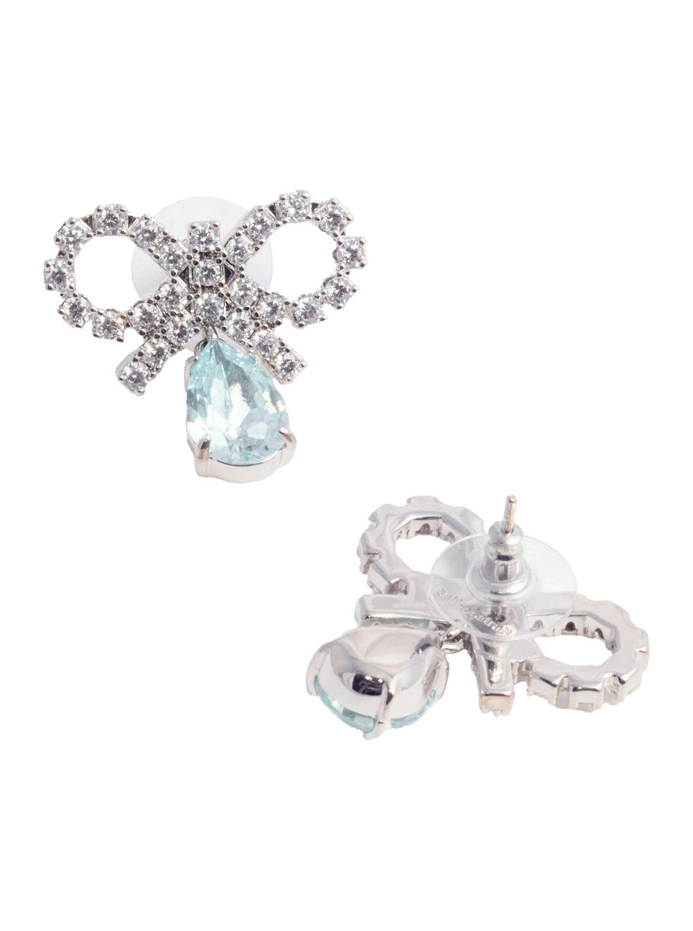 Self-Portrait Women Micro Bow Blue Droplet Earrings - 2