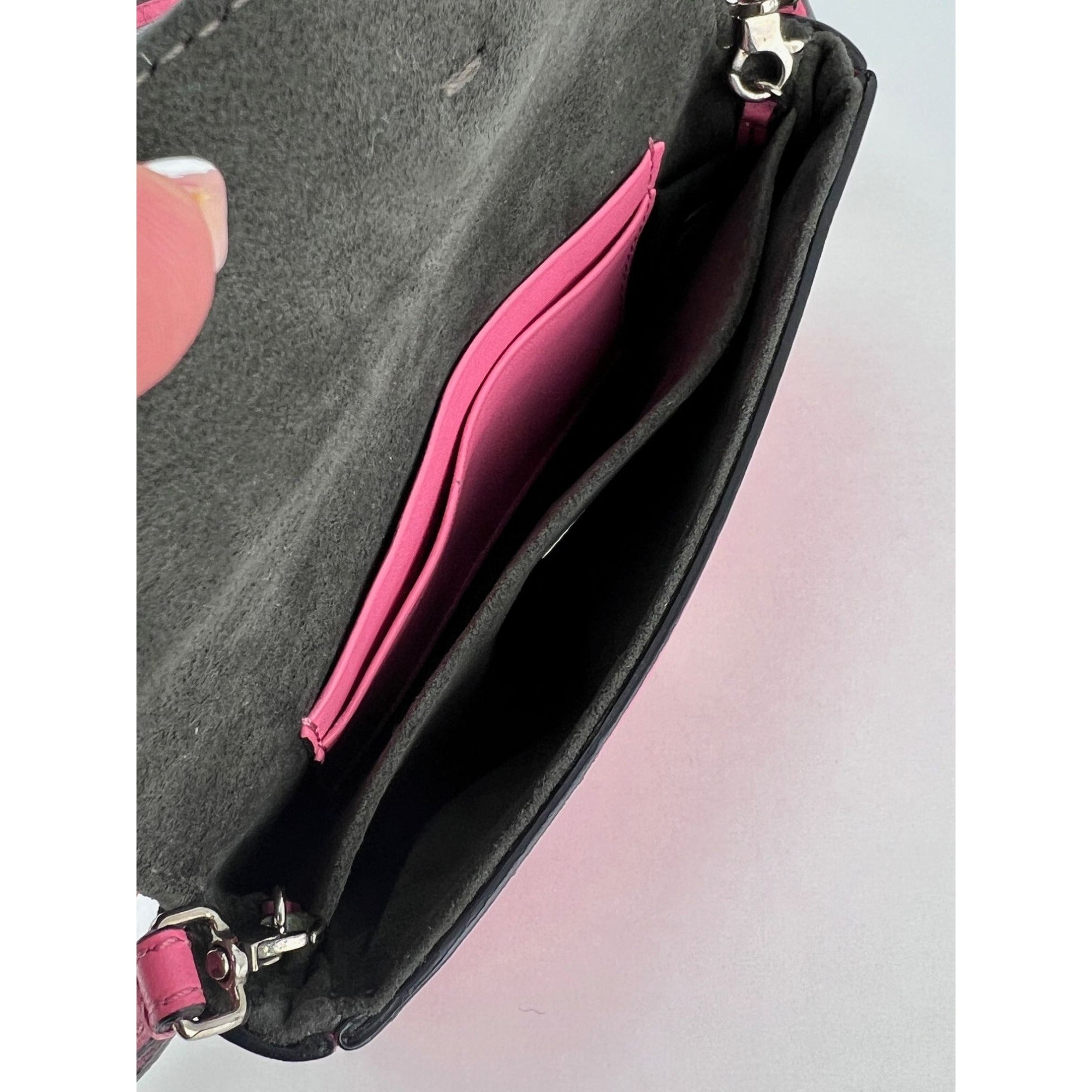 Fendi Monster Baguette Pink Leather Micro Crossbody Bag - 9