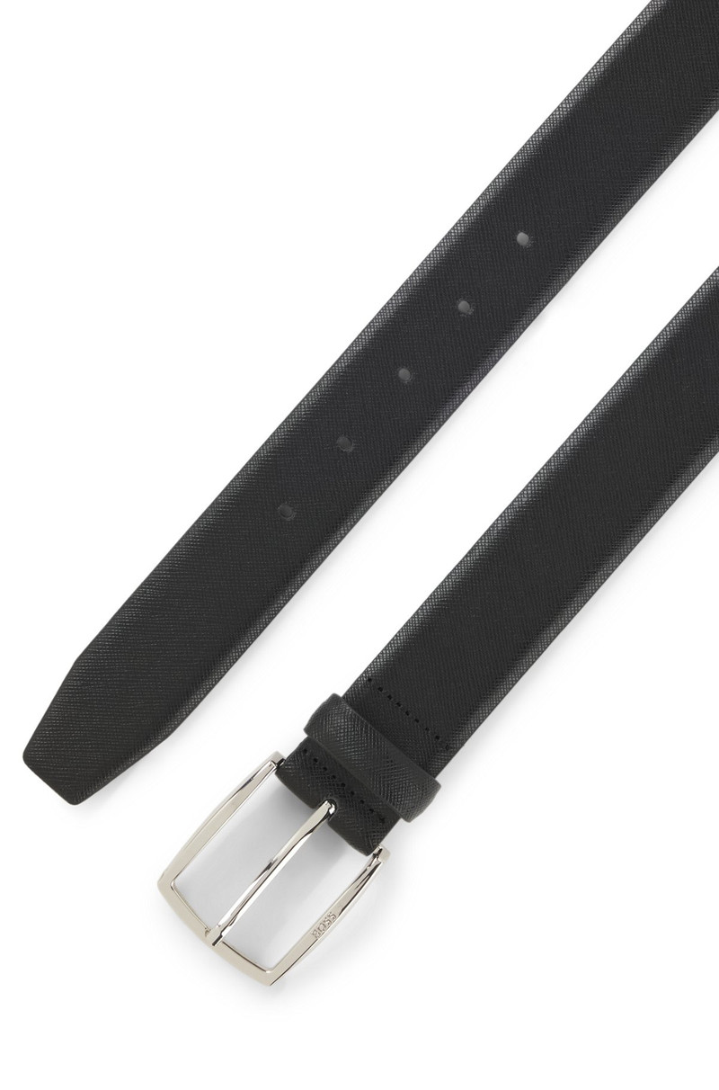 BOSS LEATHER BELT WITH EMBOSSED STRUCTURE outlook