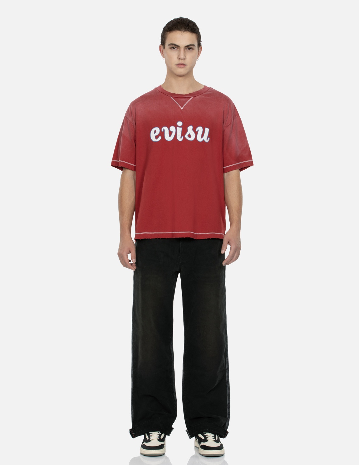 SEAGULL APPLIQUÉ EMBROIDERY BAGGY FIT PATCHWORK JEANS - 6