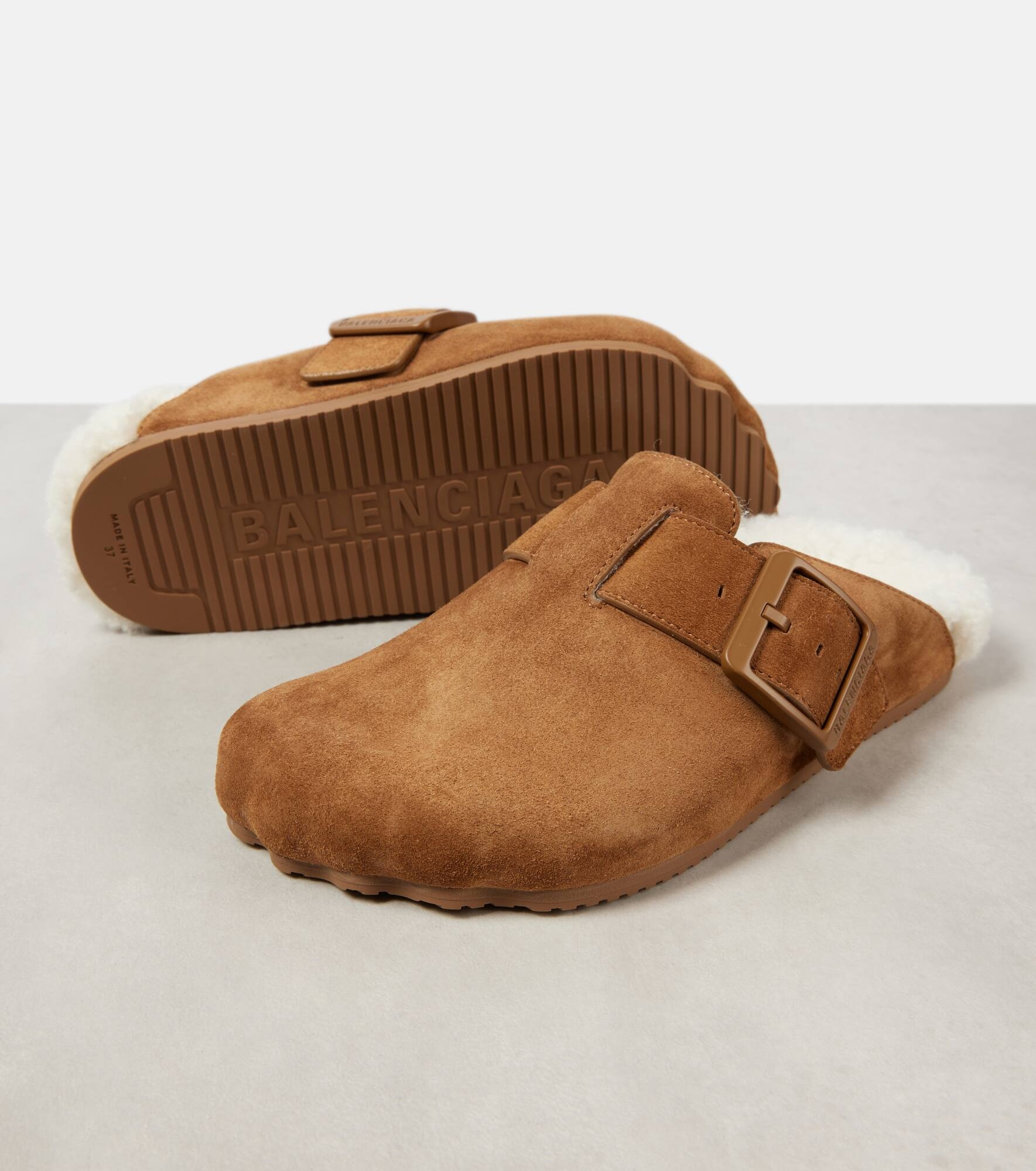 Sunday shearling-lined suede mules - 5