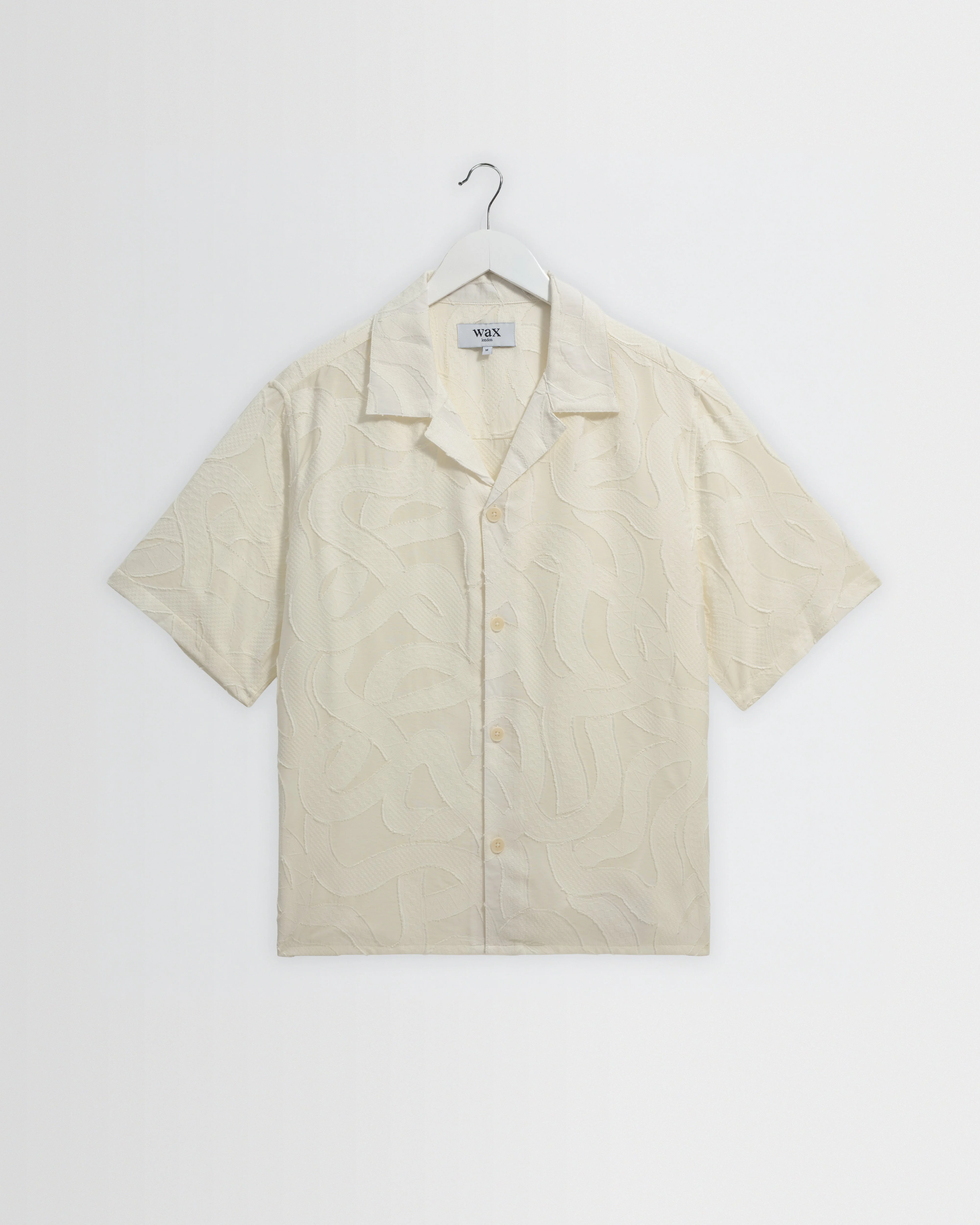 Curzon - Ecru Jacquard Viscose Short-Sleeve Shirt - 1