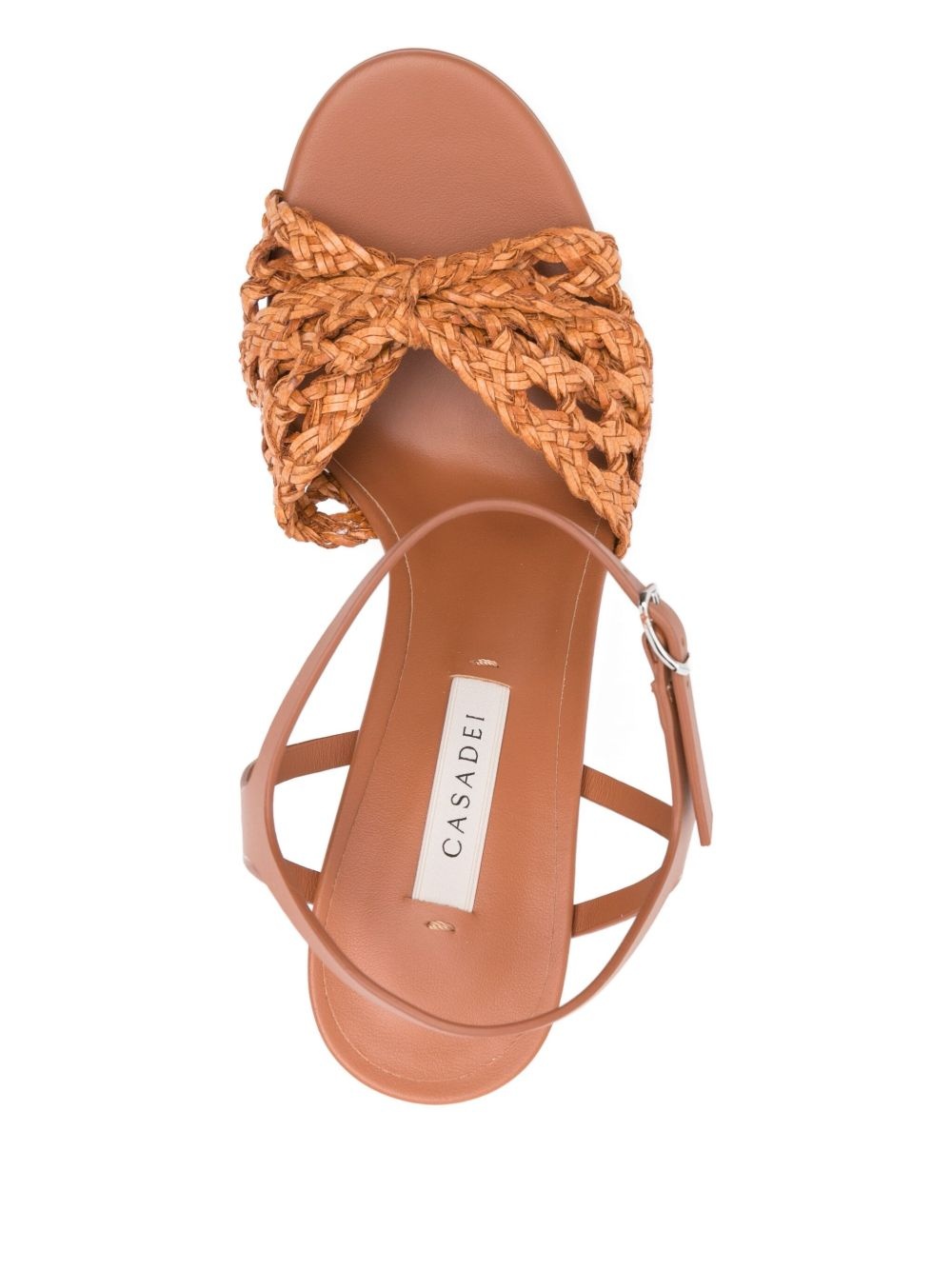 100mm braided leather heeled sandals - 4