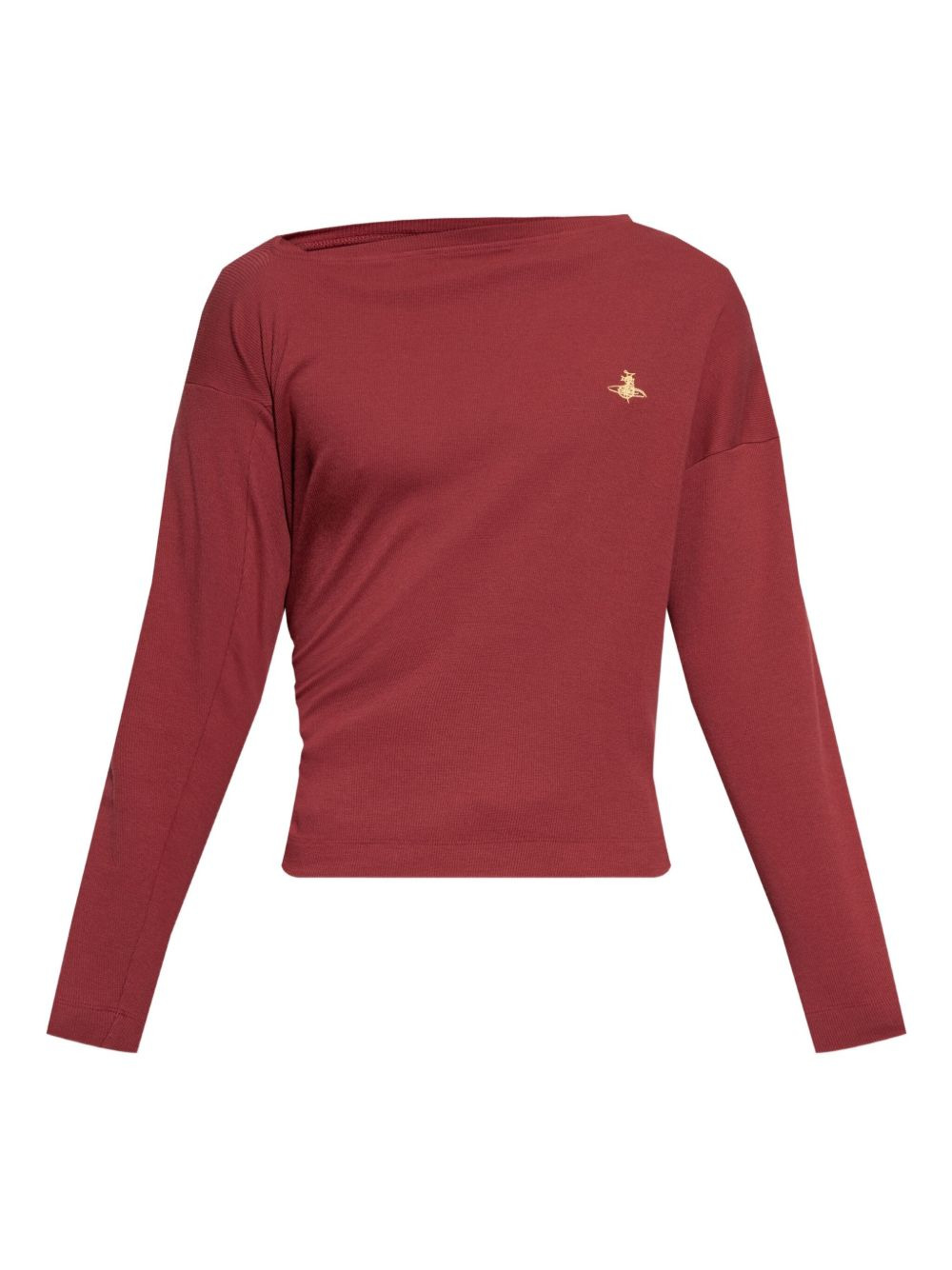 asymmetric-neckline bee-embroidered top - 1