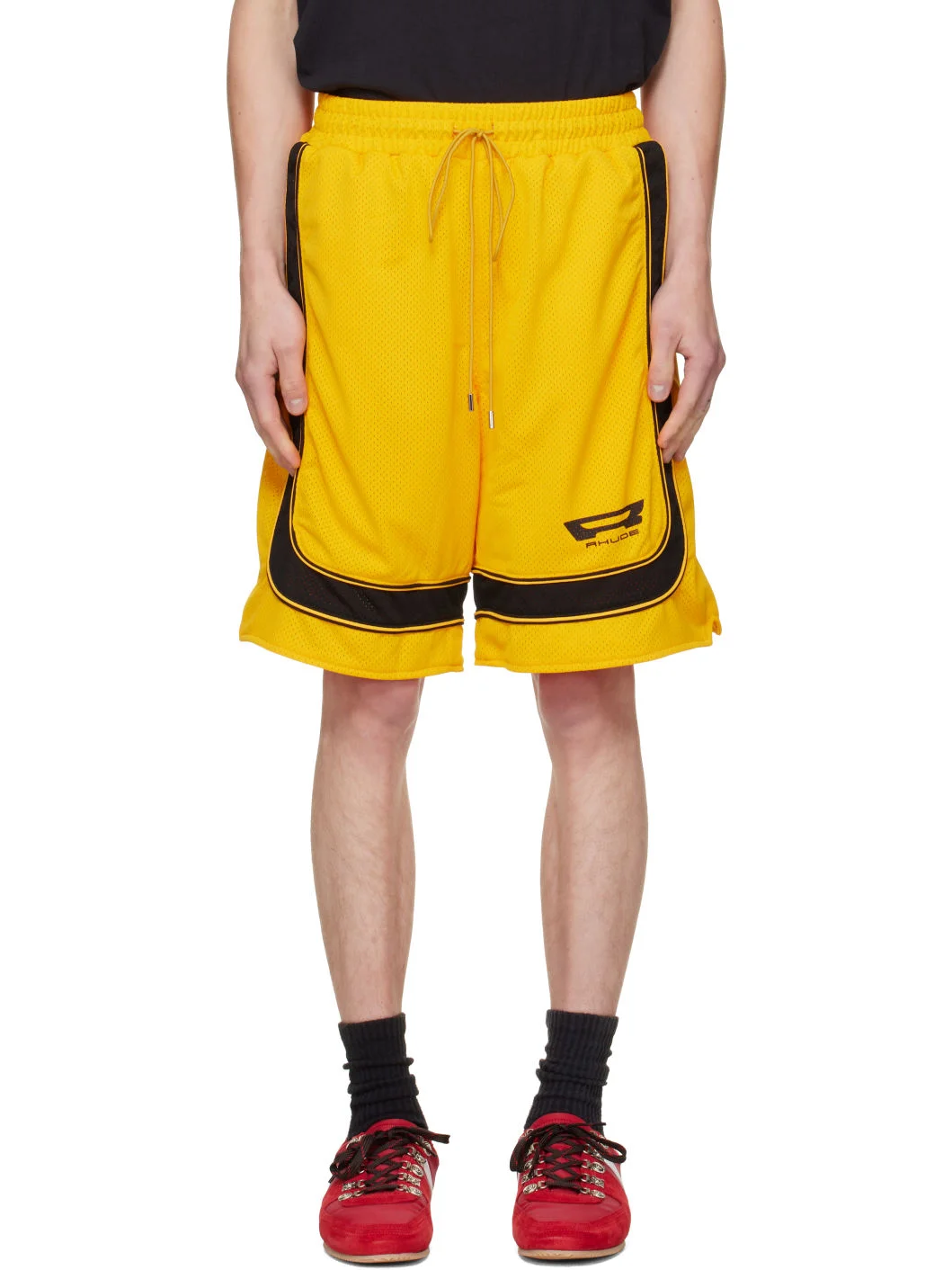 Yellow Campione Baggy Mesh Shorts - 1