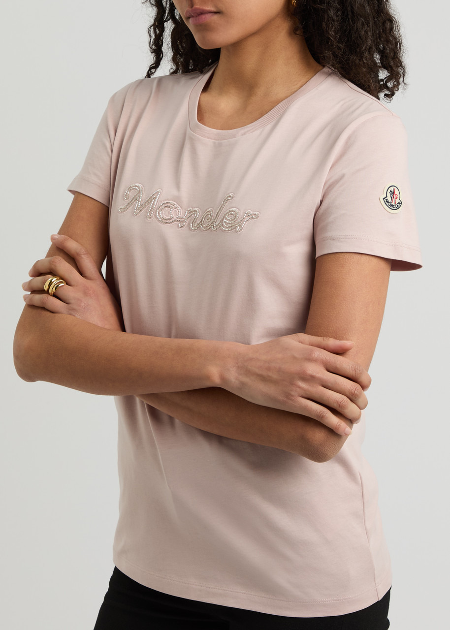 Moncler Logo-embroidered Beaded Cotton T-shirt - 5