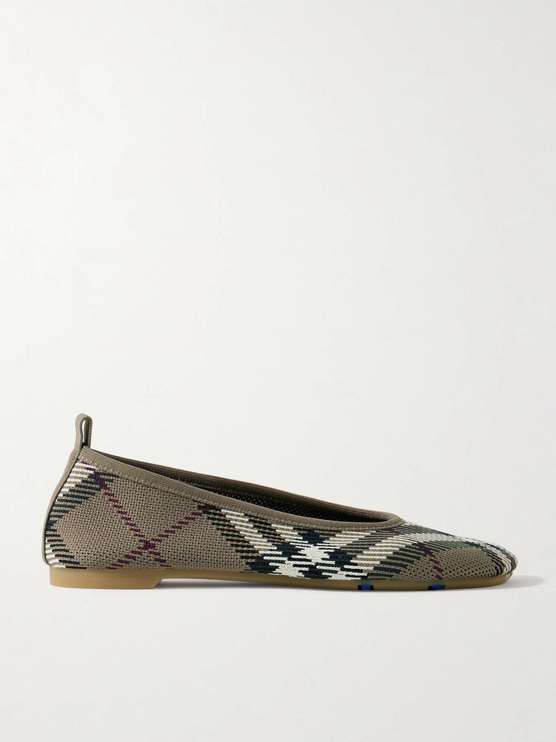 Checked jacquard-knit ballet flats Beige 1