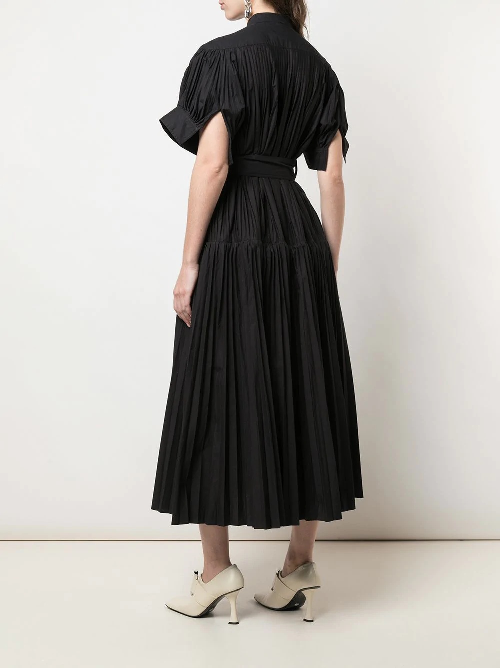 pleated belted evening dress - 4