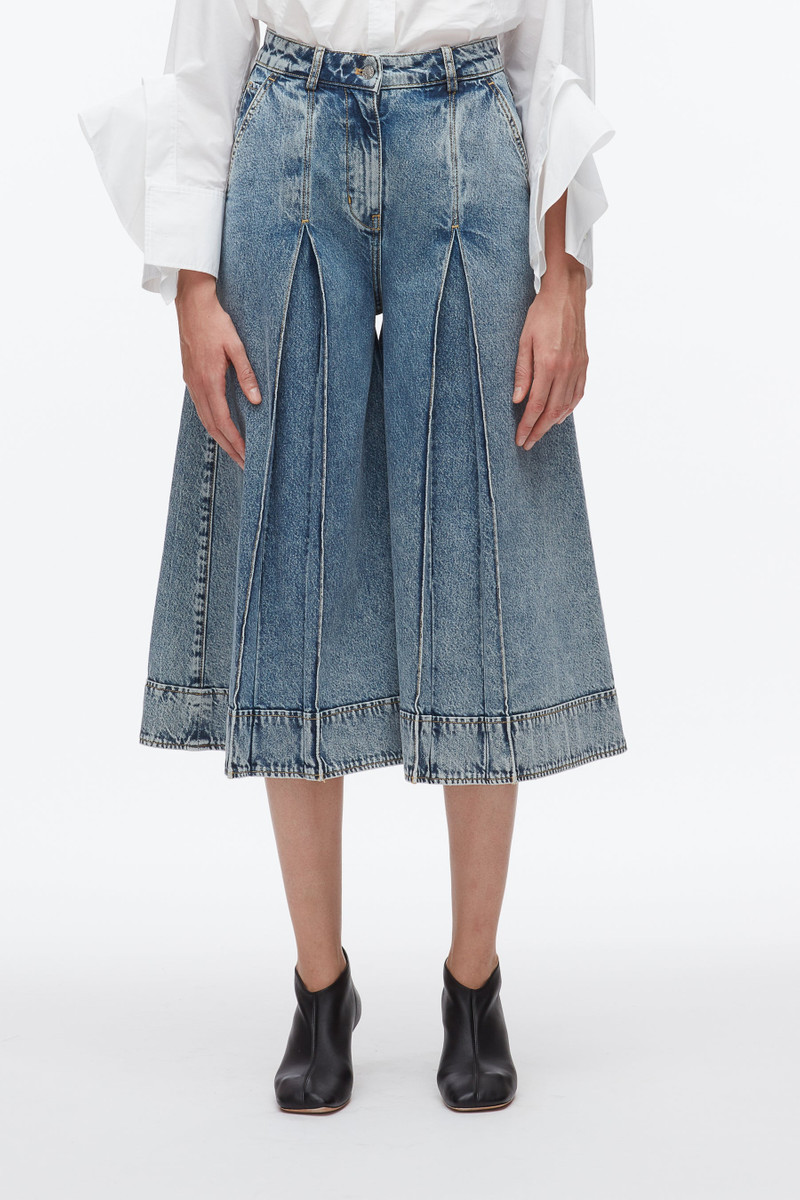 Pleated Denim Culottes 3