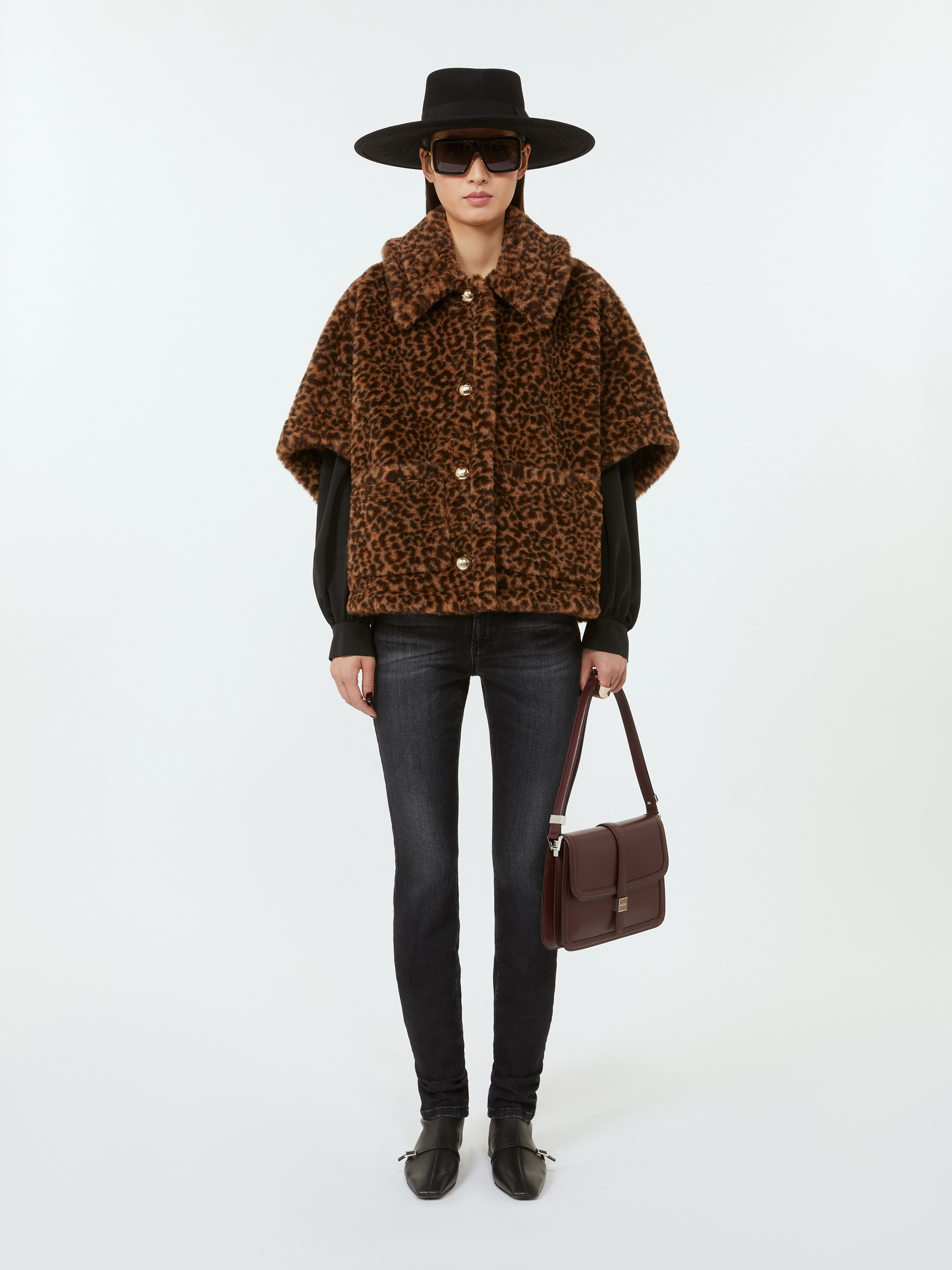 TITTY10 Wool and alpaca jacquard Teddy cape - 2