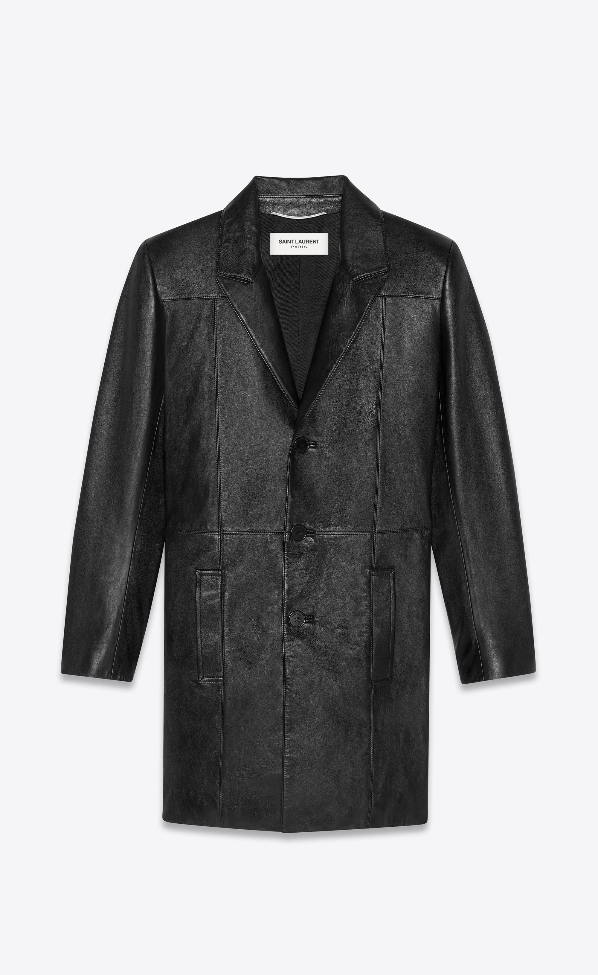 chesterfield coat in vintage drummed leather - 1