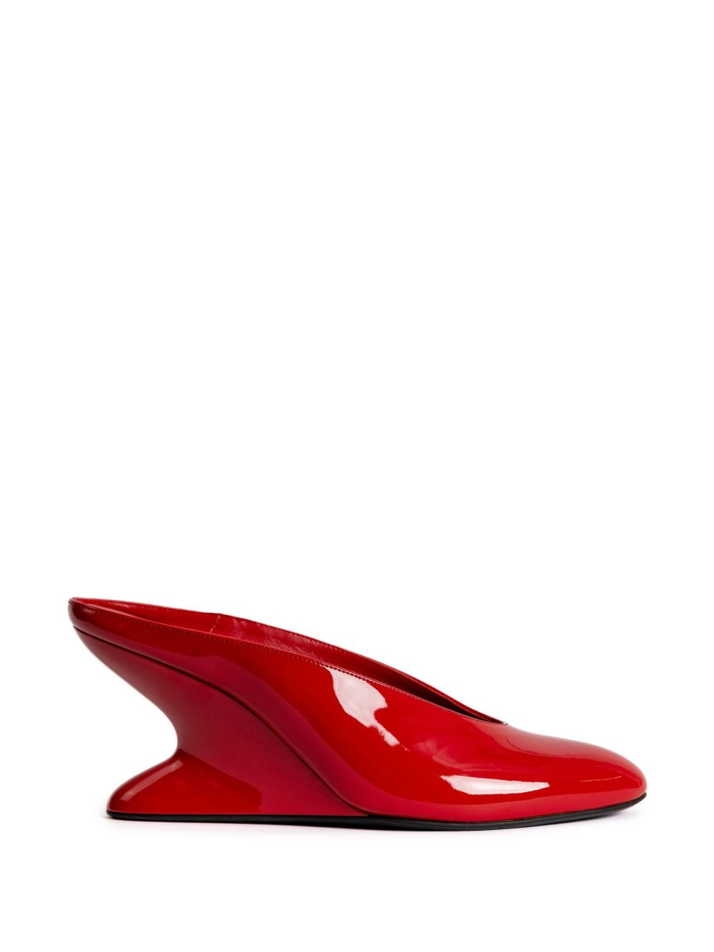 75mm Curve patent-leather wedge mules - 3