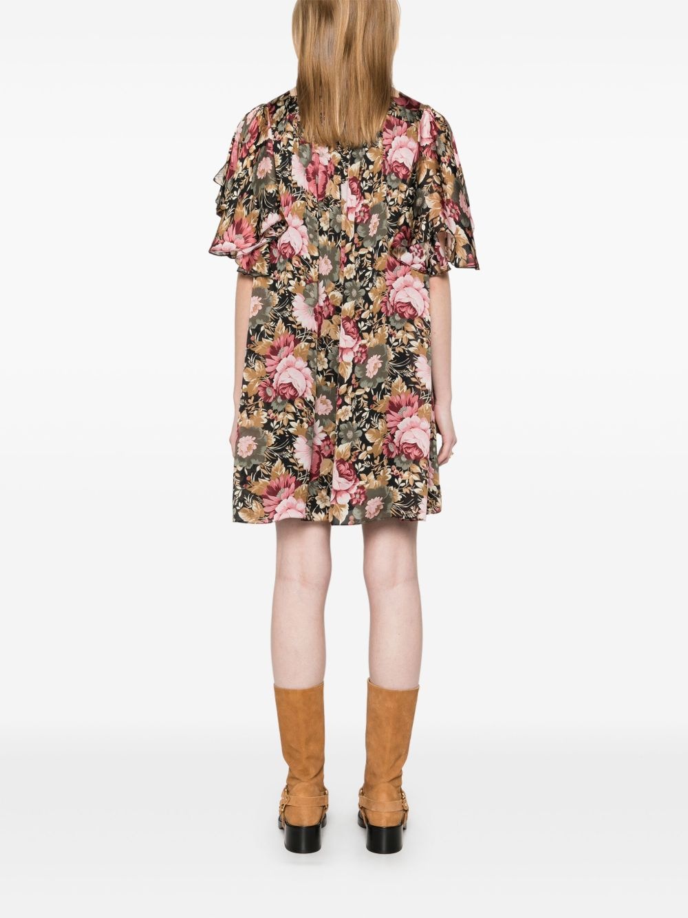 floral-print mini dress - 4