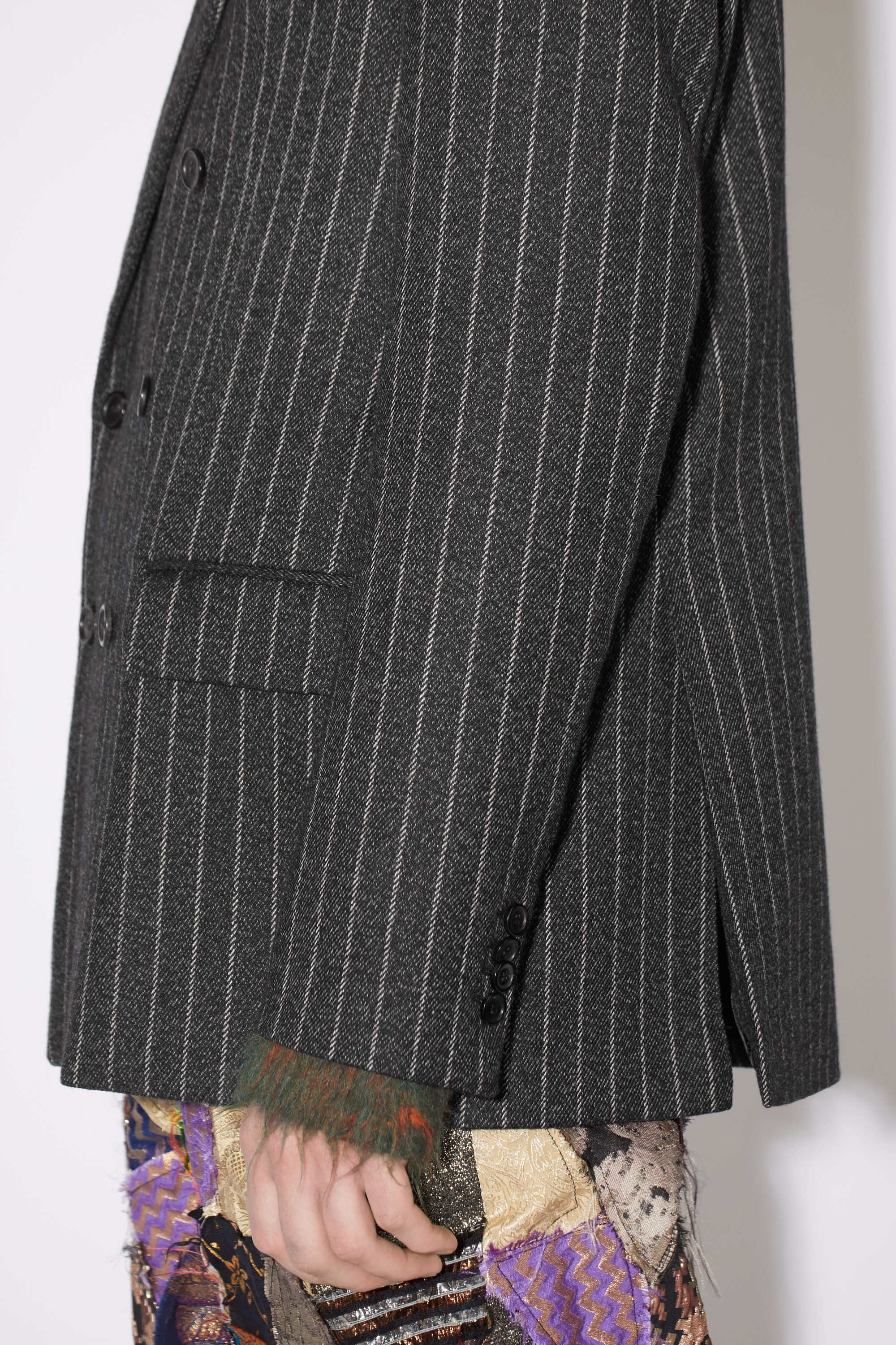 Double-breasted pinstripe jacket - Dark grey - 5