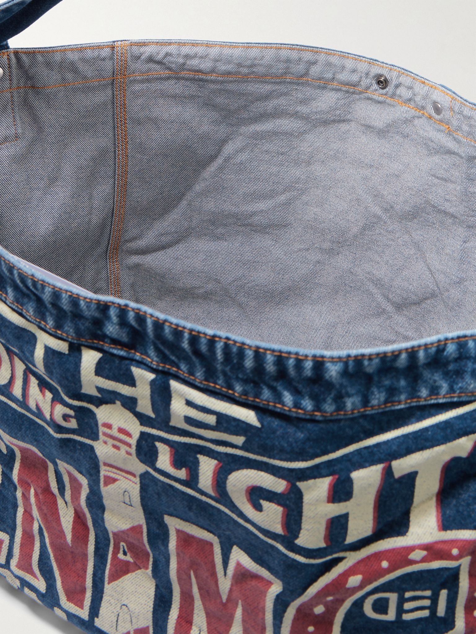 Guiding Light Printed Denim Messenger Bag Blue - 5