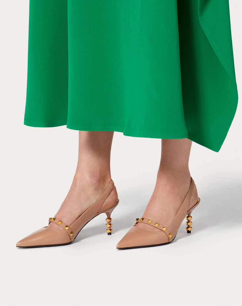Rockstud Slingback Pump with sculpted heel in kidskin 70 mm 6