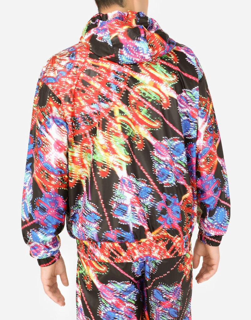 Illumination-print nylon jacket with hood 5