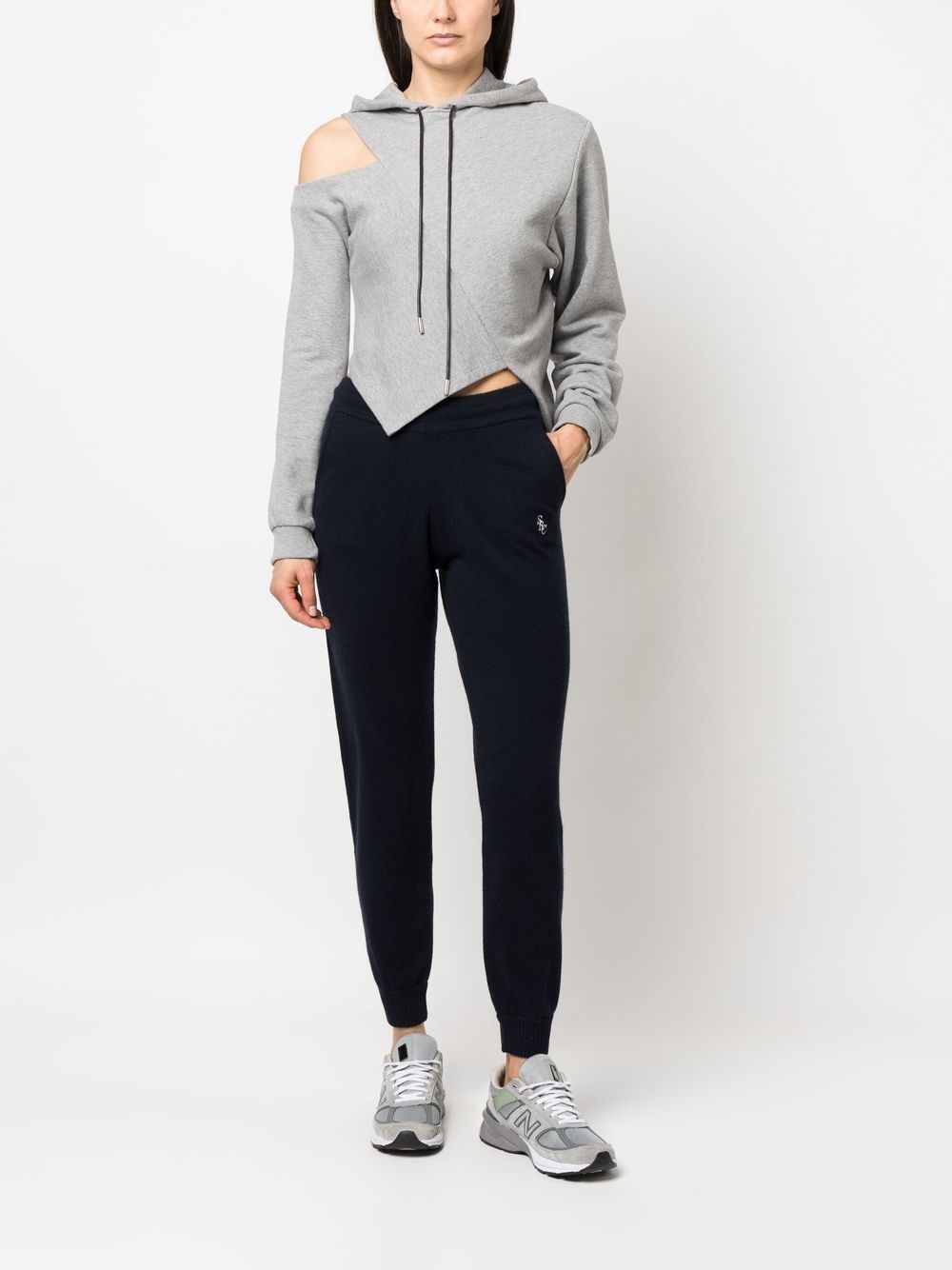 embroidered-logo cashmere track pants - 2