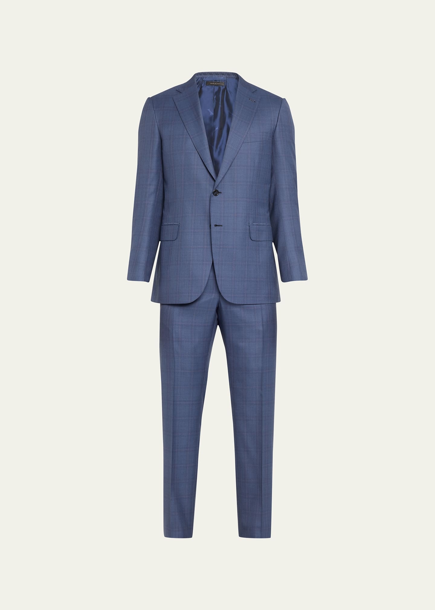 Men's Brun Super 150's Plaid Suit - 1