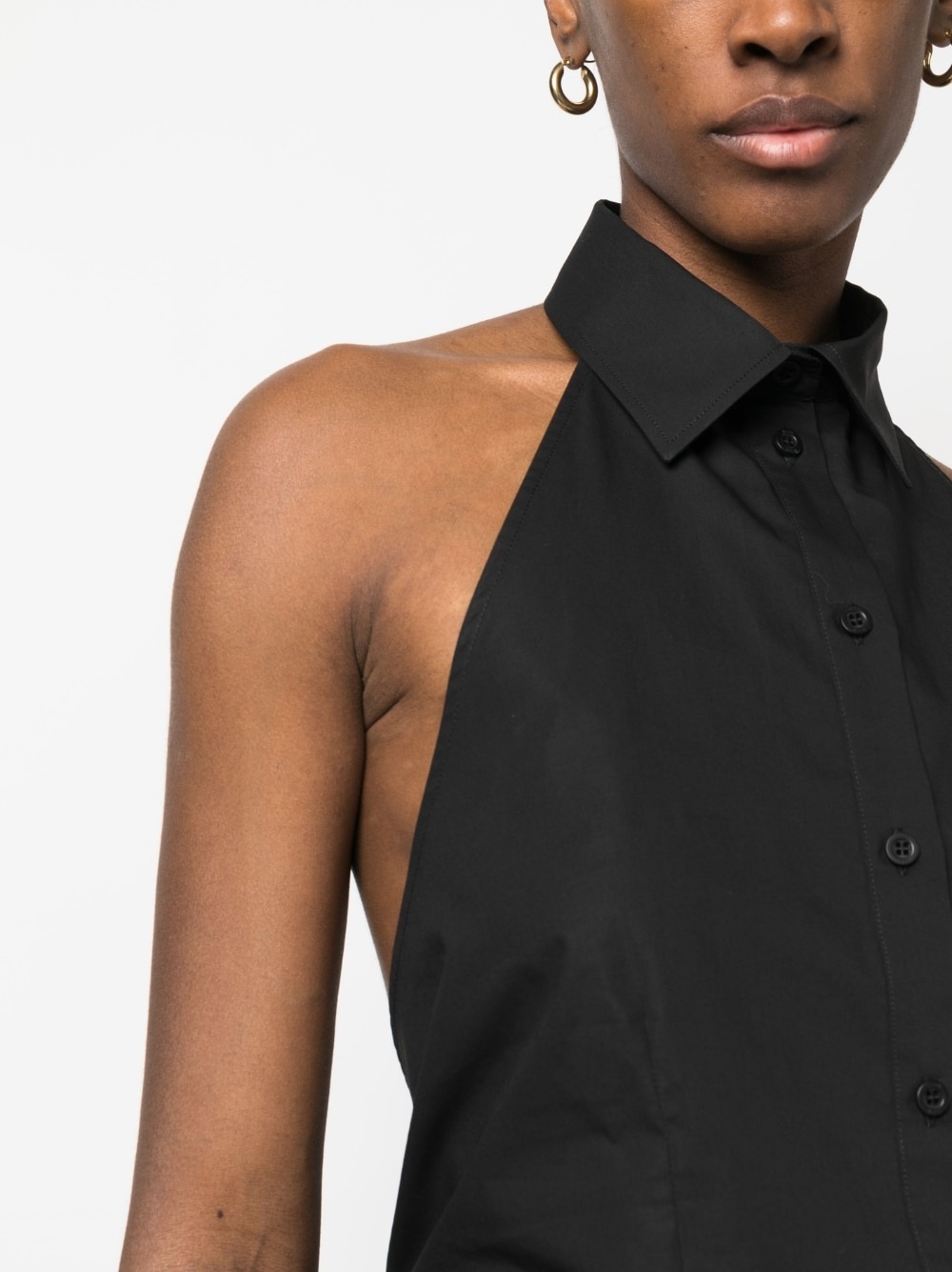 open-back sleeveless cotton shirt - 5