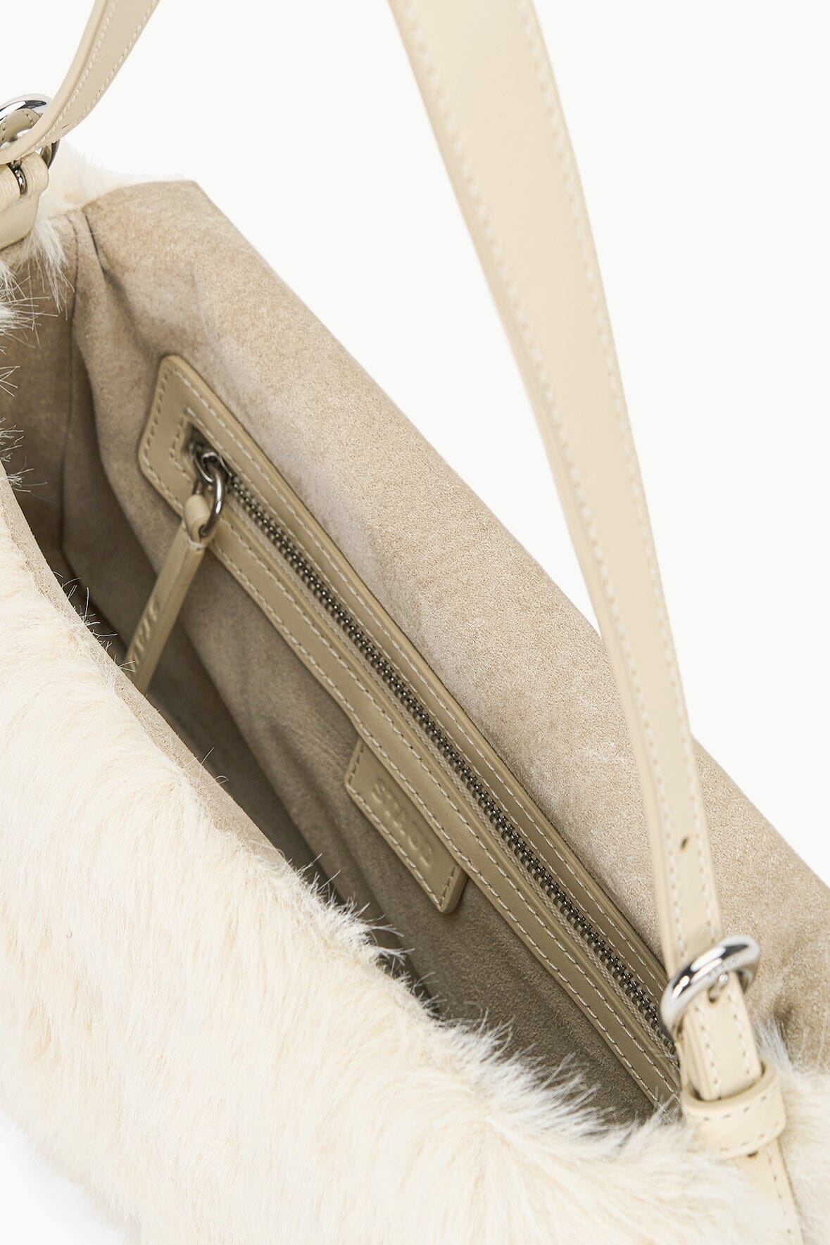 STAUD HARLOW FAUX FUR BAG CREAM - 7
