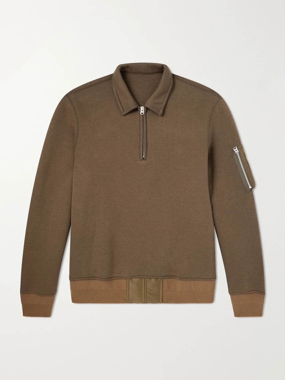 Cotton-Blend Half-Zip Sweater - 1