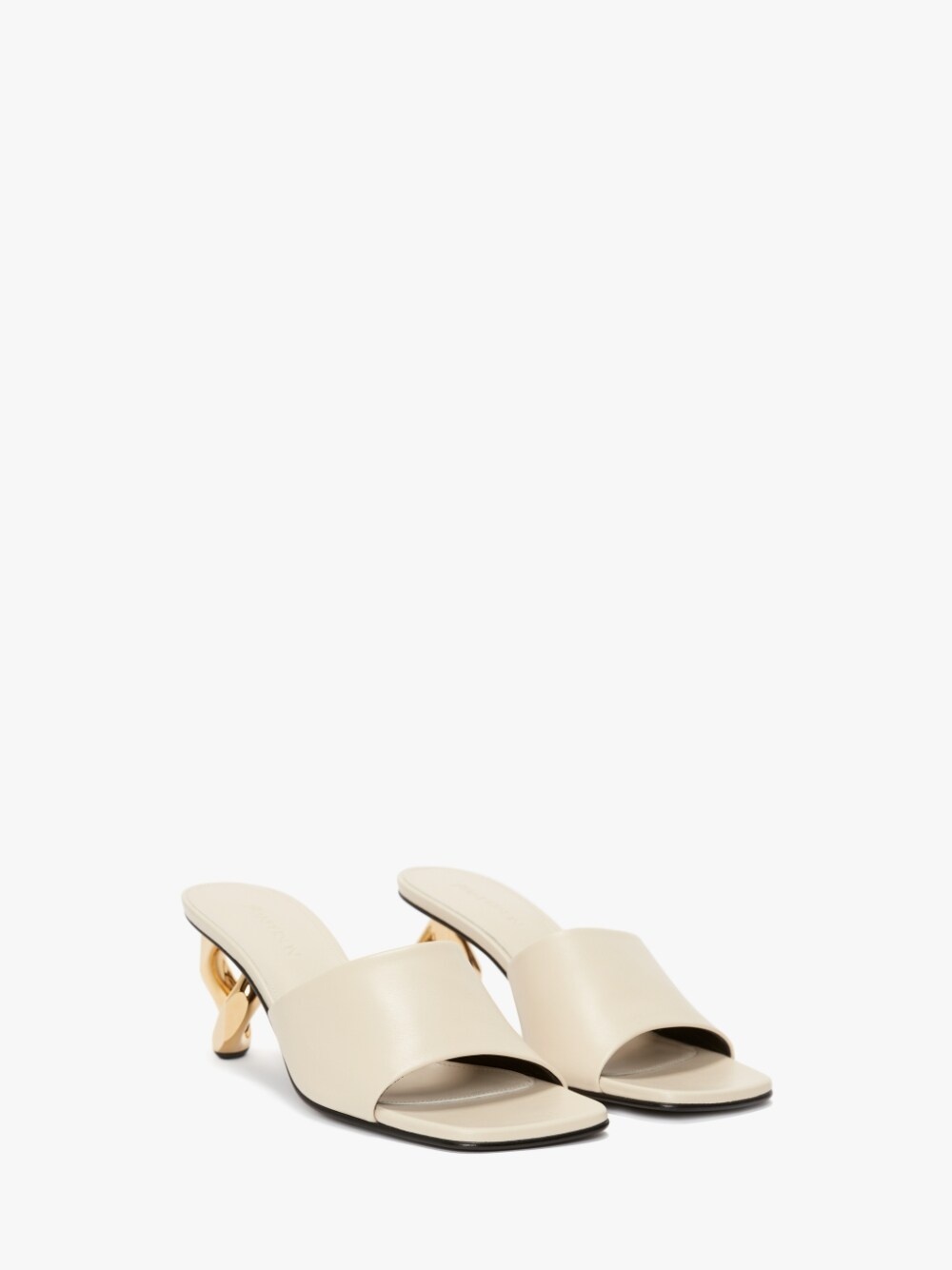 CHAIN HEEL LEATHER SANDALS - 2