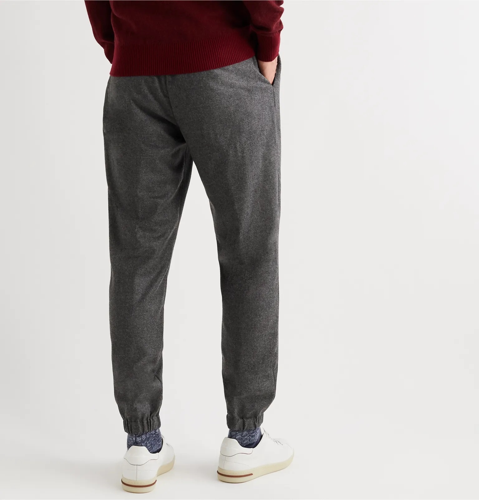 Tapered Mélange Wool and Cashmere-Blend Drawstring Trousers - 4