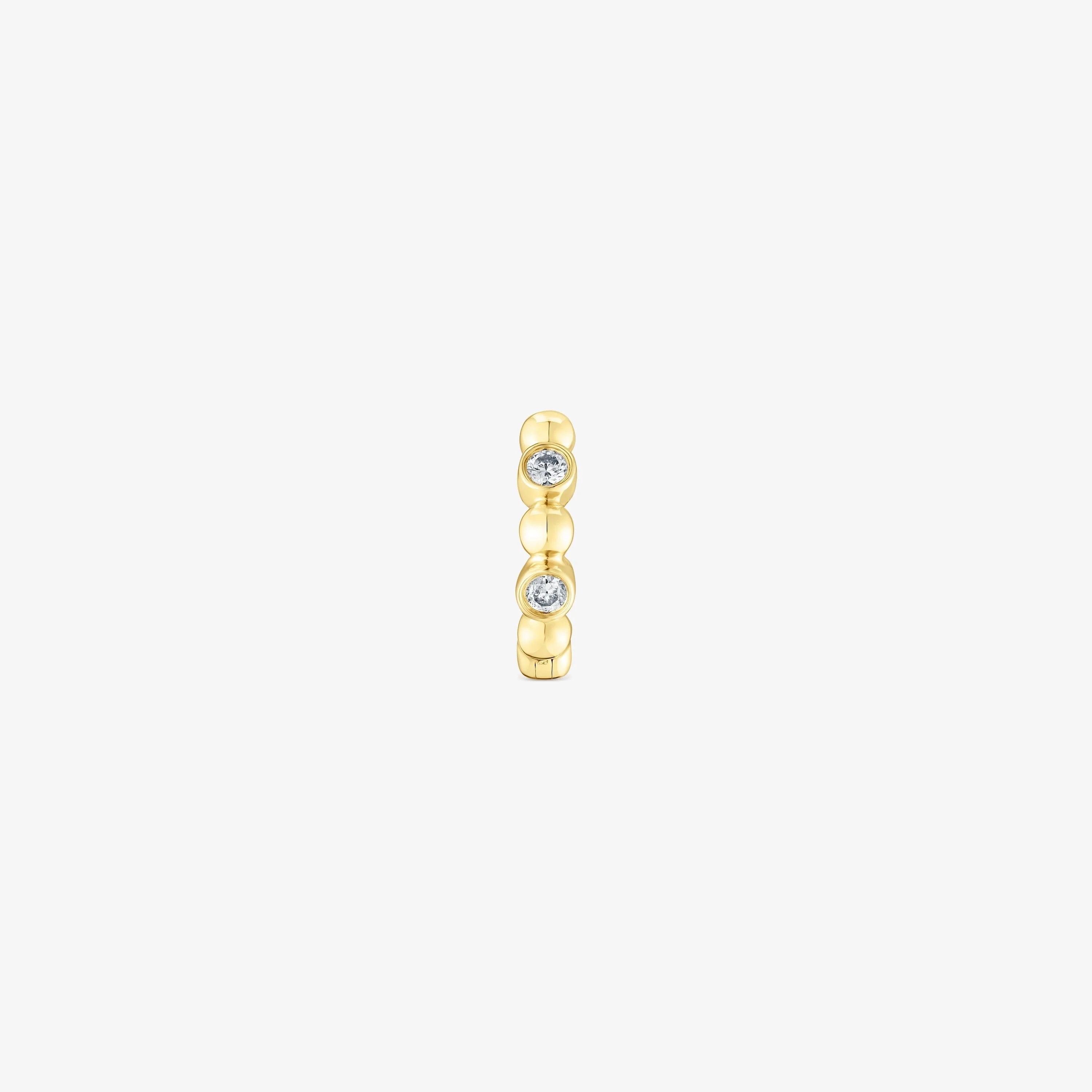 Small Hoop earring with 18K solid gold balls and diamonds Les Classiques - 1
