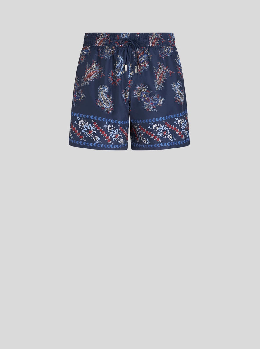 PAISLEY FOLIAGE-PATTERNED SWIM SHORTS - 1