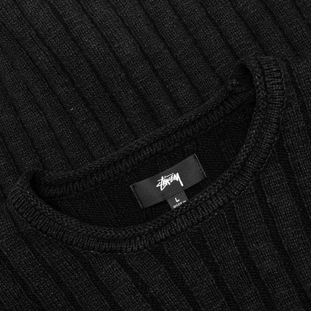 Stüssy COTTON SLUB RIB CREW - BLACK | feature | REVERSIBLE