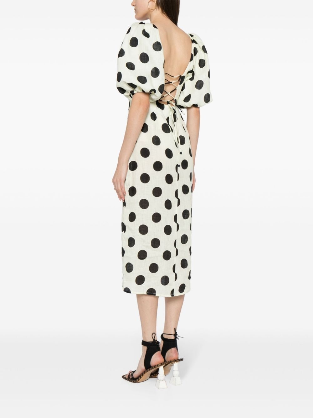 Chia polka dot-print linen dress - 4