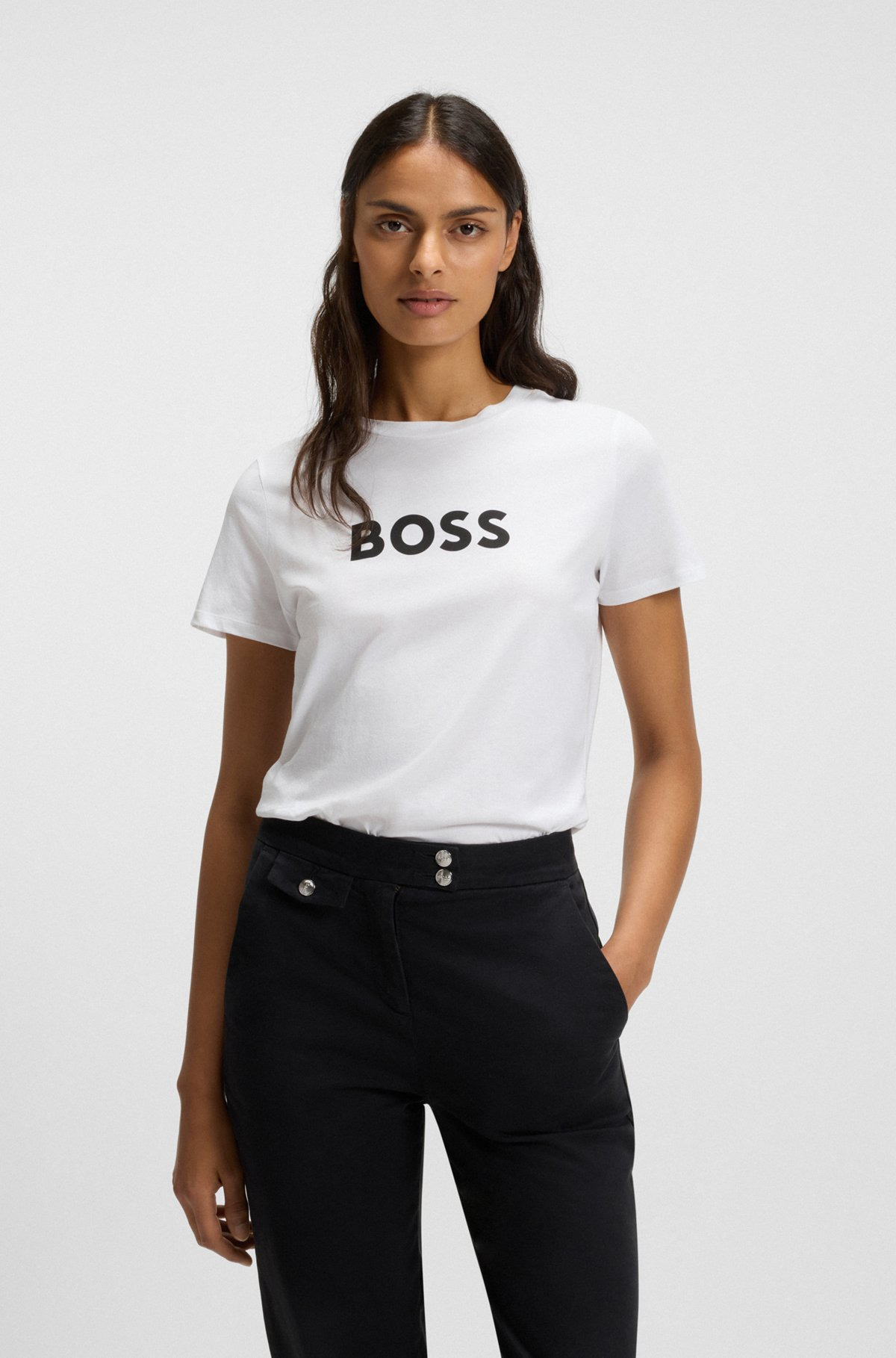 COTTON T-SHIRT WITH CONTRAST LOGO STRIPE - 2