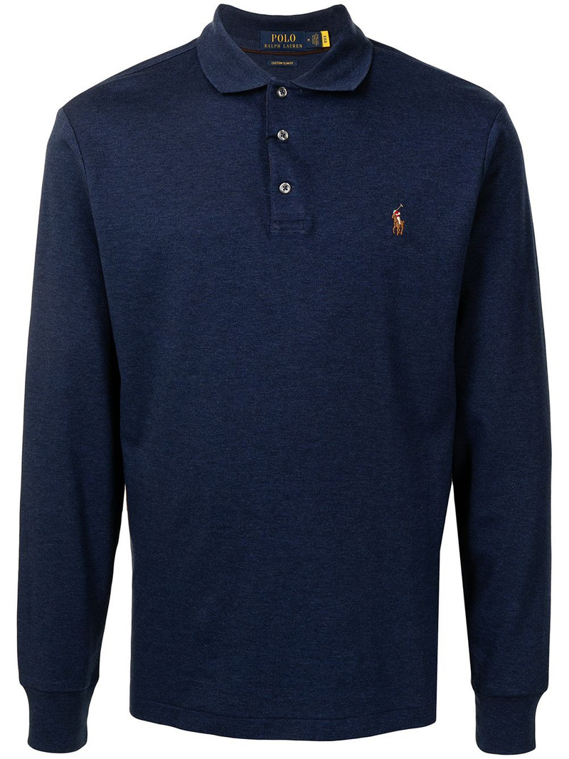 logo-embroidered long-sleeve polo shirt 1