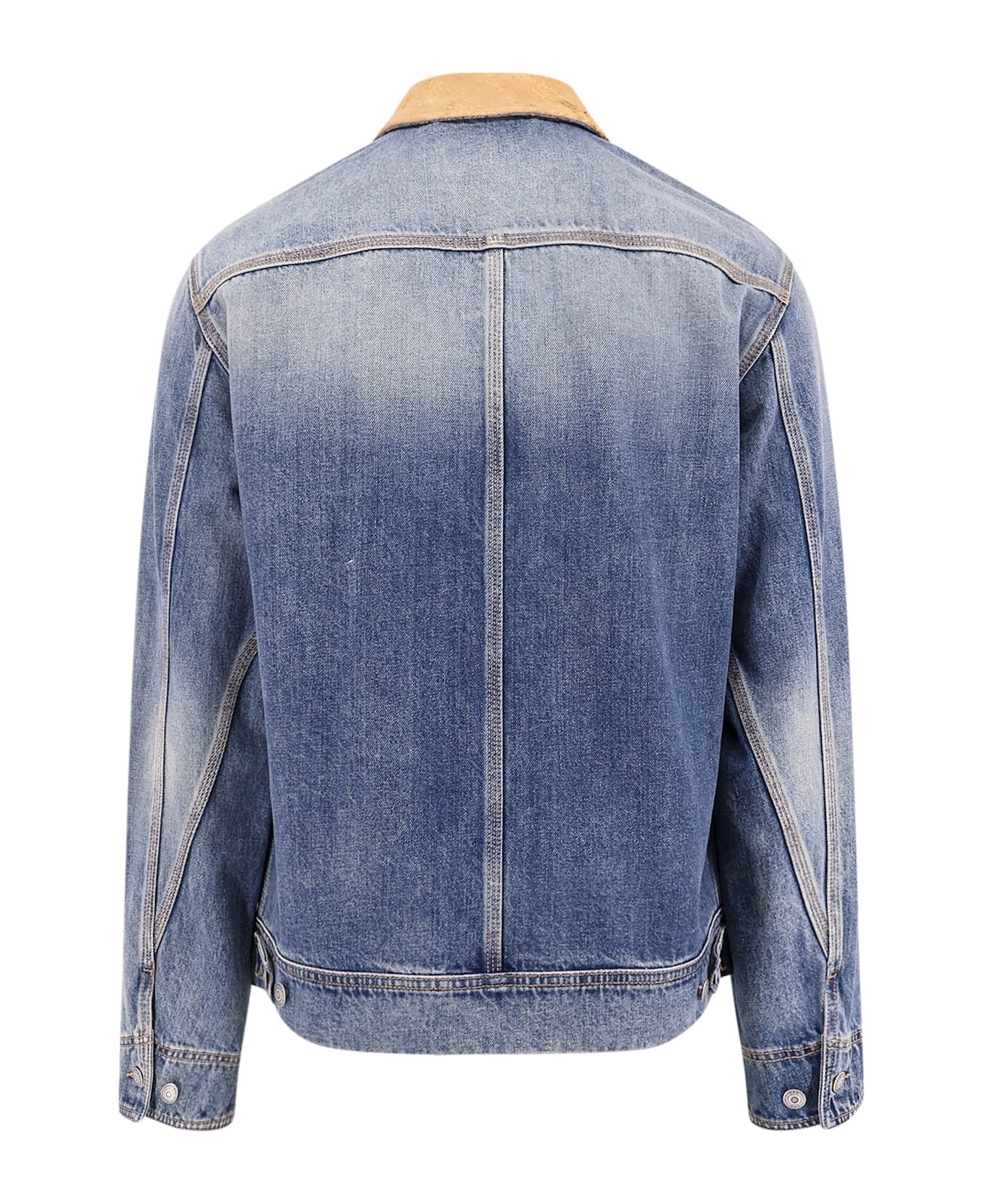 Blue Jacket With Classic Collar In Denim Man - 2