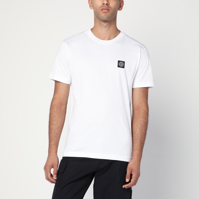 White cotton T-shirt with logo patch - 1