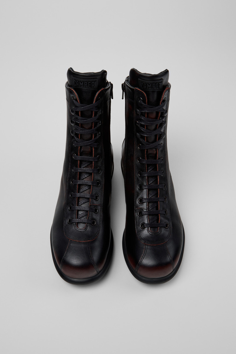 Multicolor Leather Mid Boots for Men. 4