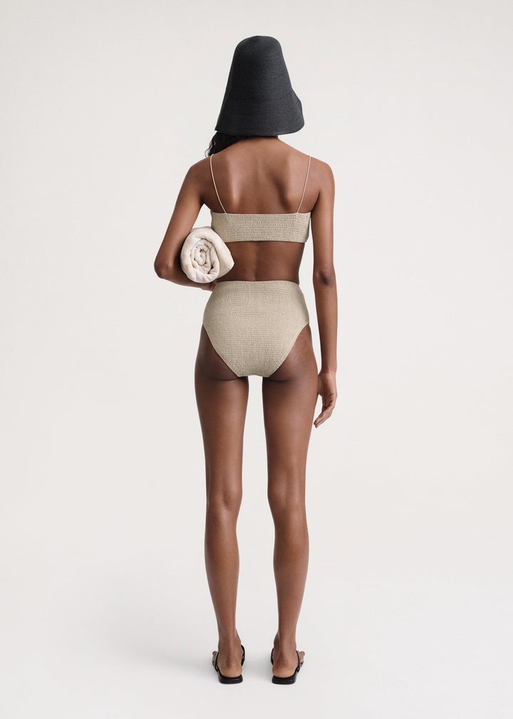 Smocked bikini top overcast beige - 4