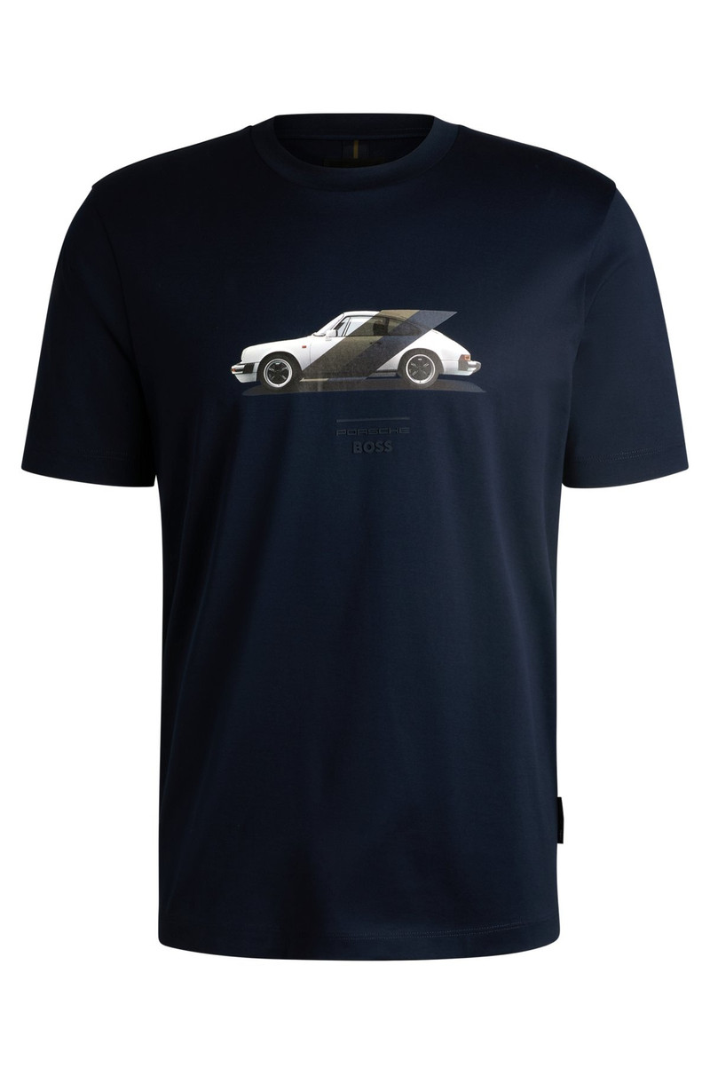 PORSCHE X BOSS MERCERIZED-COTTON T-SHIRT WITH COLLABORATIVE BRANDING 1