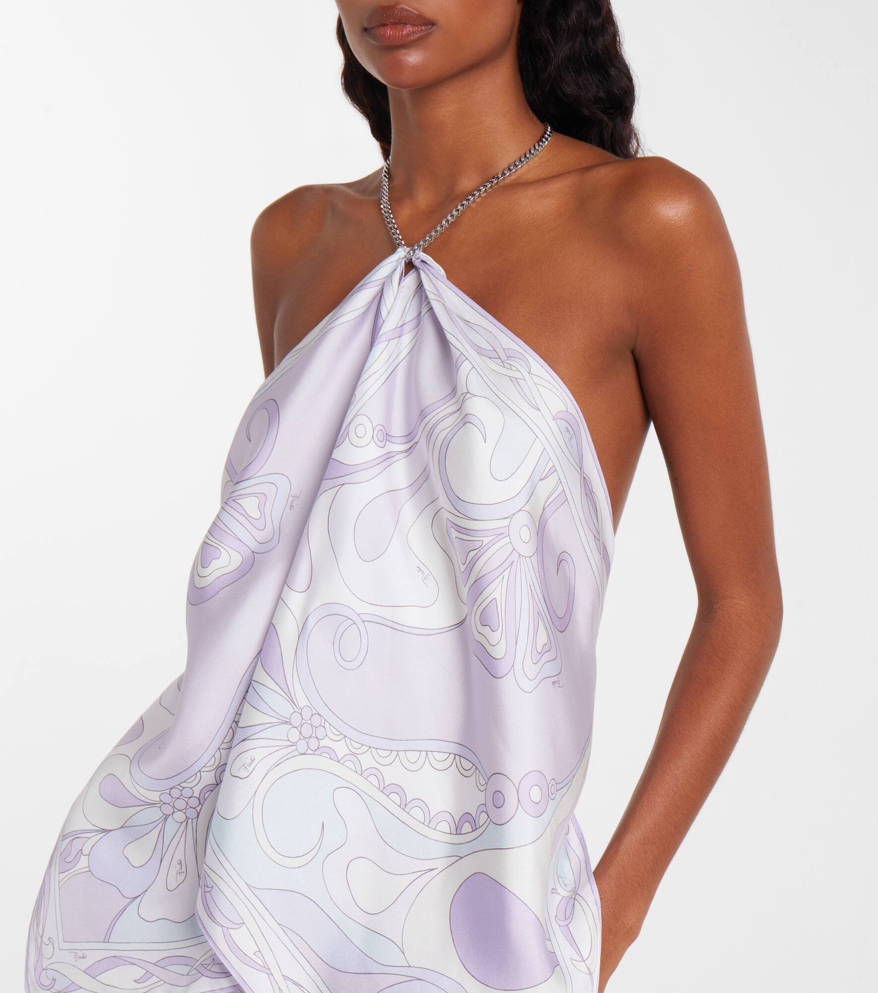 Orchidee embellished silk twill top - 4