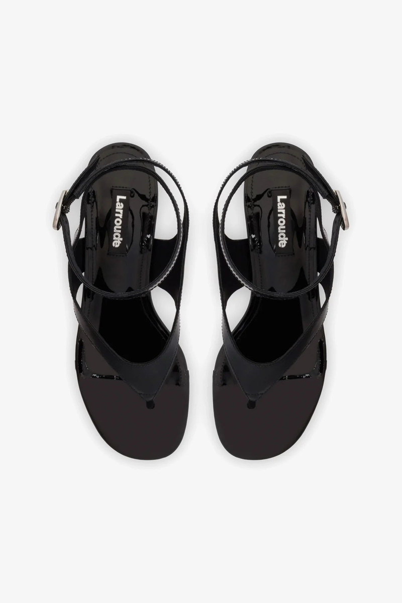 Gaia Block Sandal In Black Leather 3