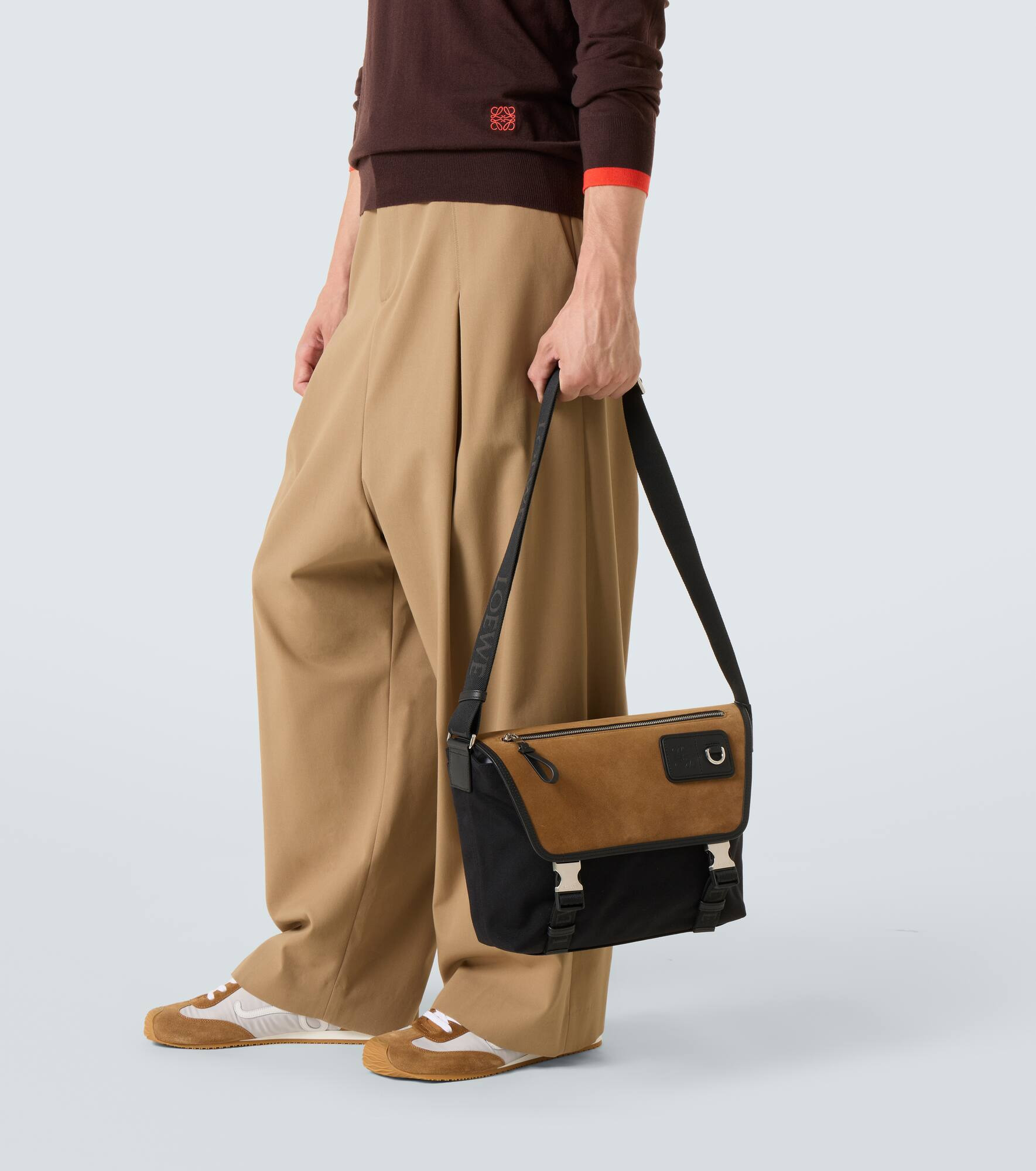 Flex Medium canvas and suede messenger bag - 2