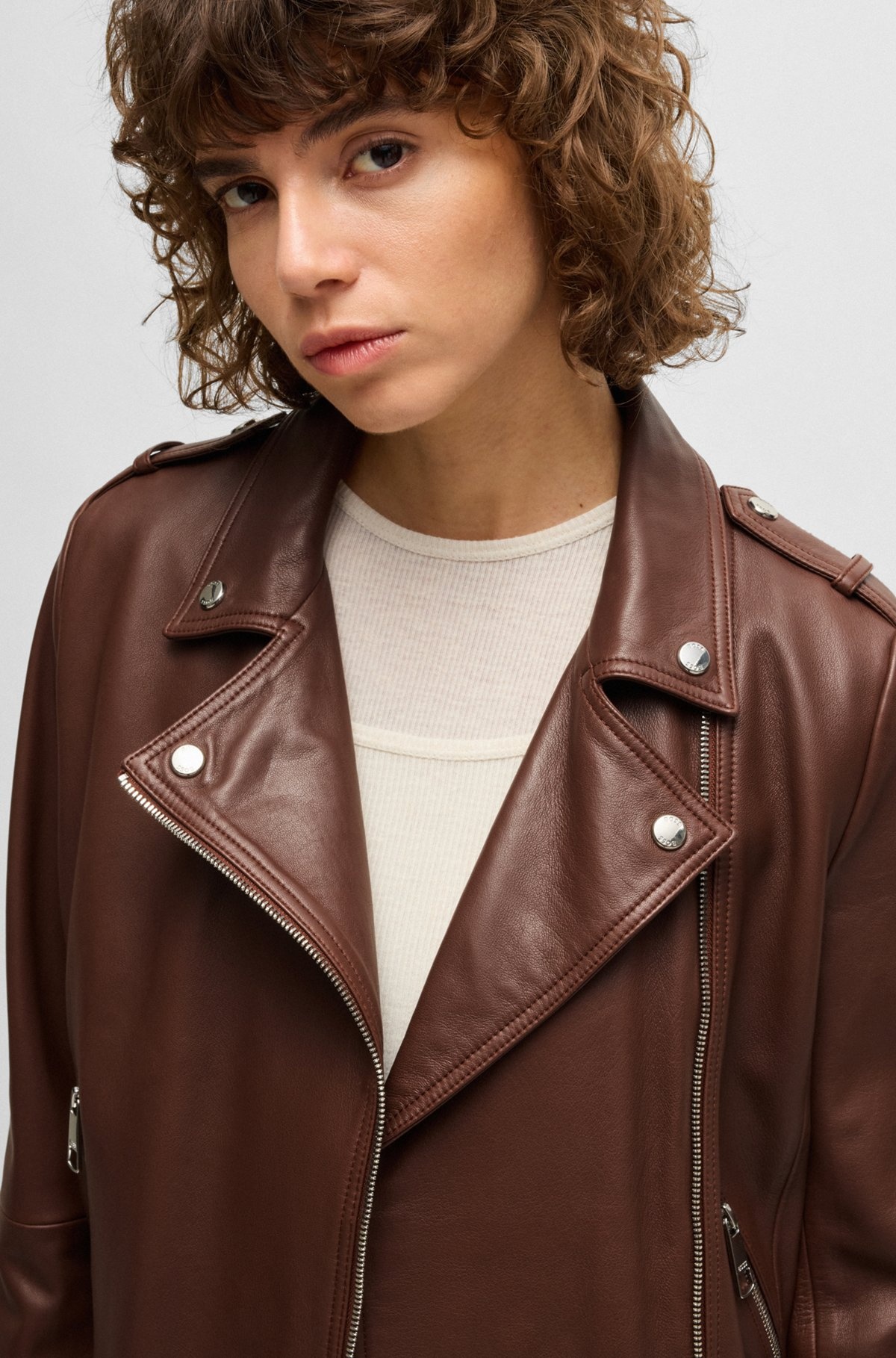 REGULAR-FIT JACKET IN NAPPA LEATHER WITH BUCKLED BELT - 5