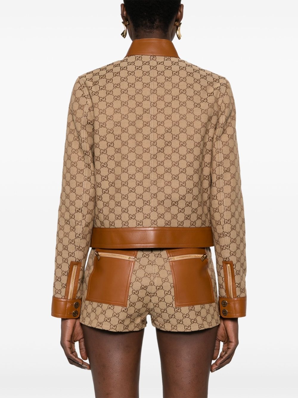 GG-canvas leather-trim jacket - 4