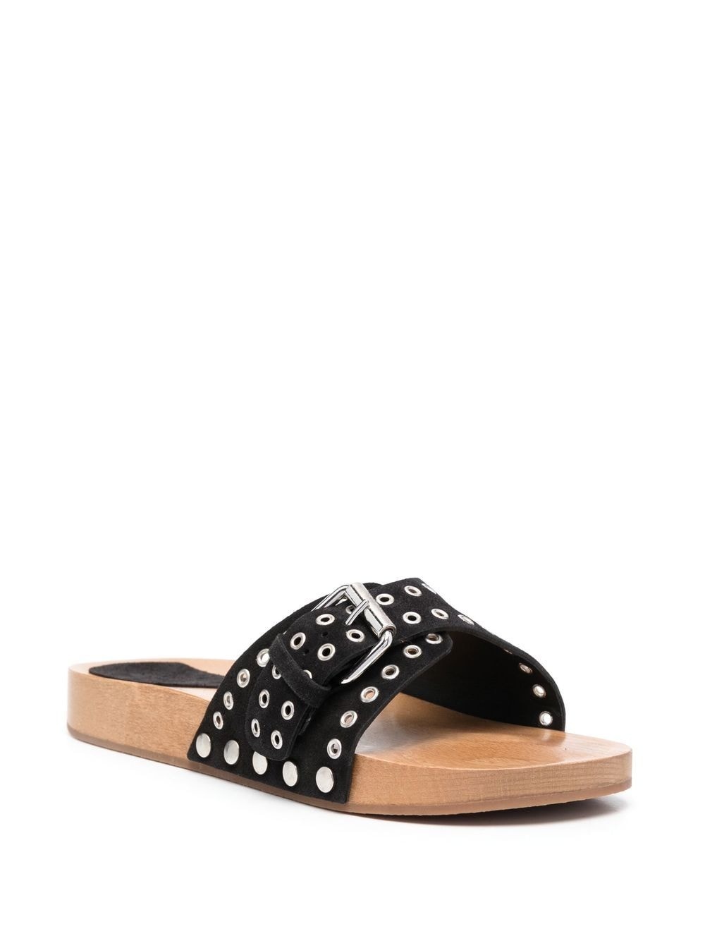 eyelet-detailing buckled mules - 2