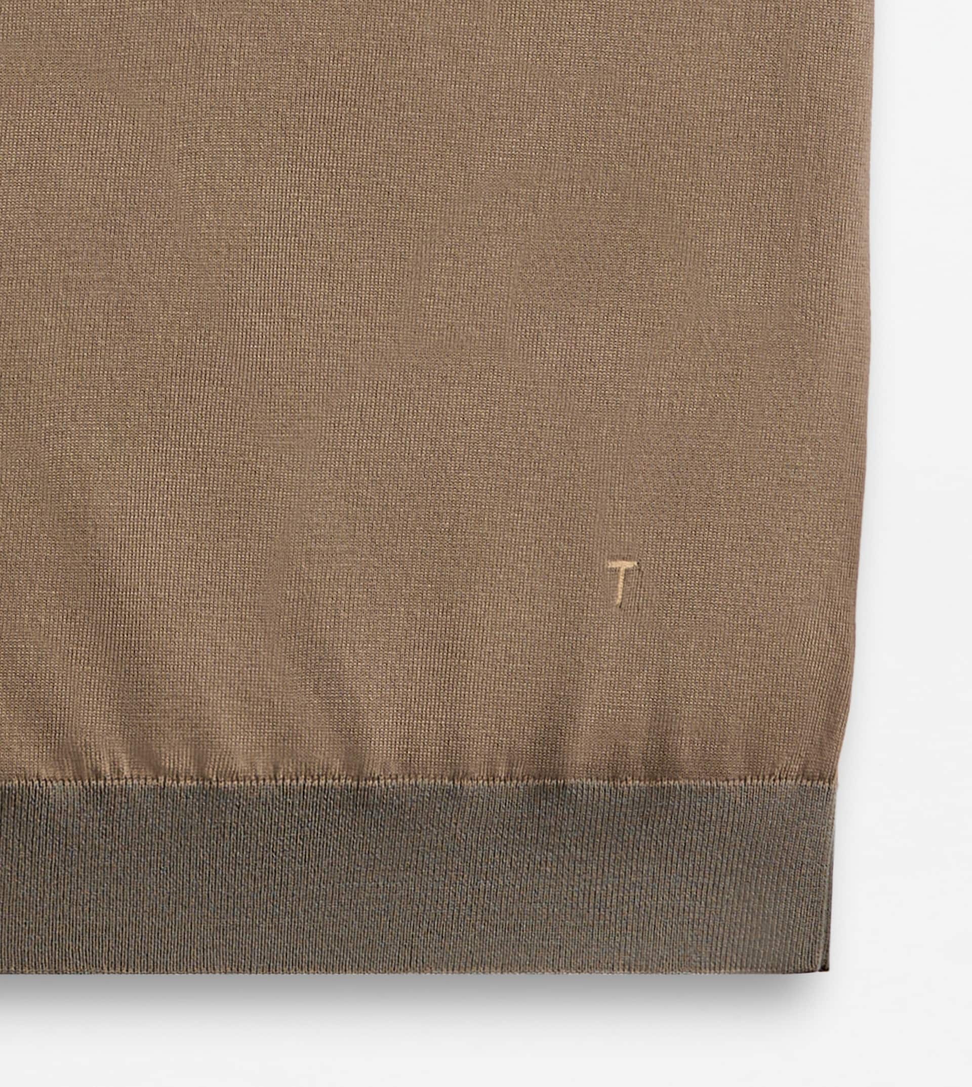 POLO SHIRT IN COTTON KNIT - BROWN - 3