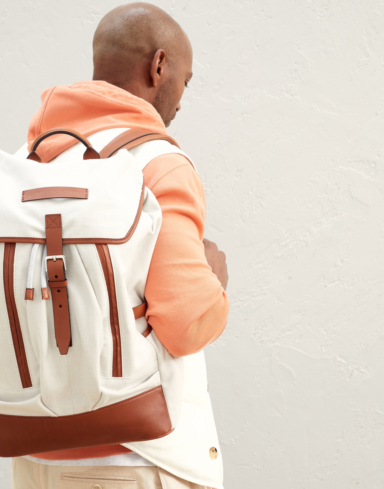 Canvas and vintage calfskin street backpack - 4