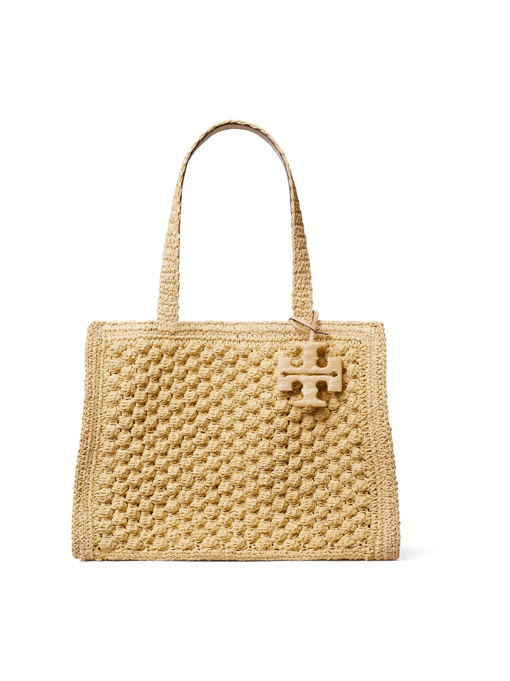 Women's Ella Hand-Crocheted Popcorn-Stitch Raffia Tote Bag - Natural - 1