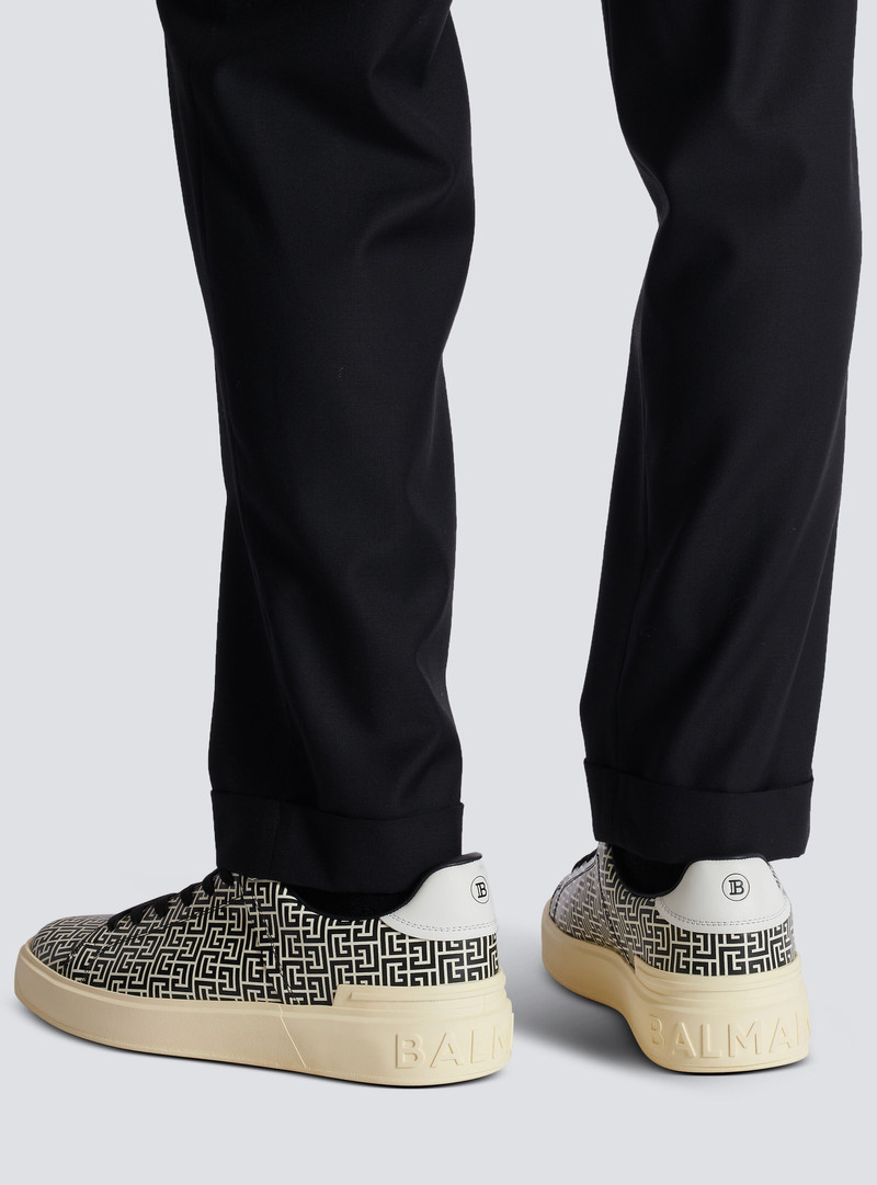 Balmain B-Court Flip trainers in monogrammed PB Labyrinth calfskin outlook