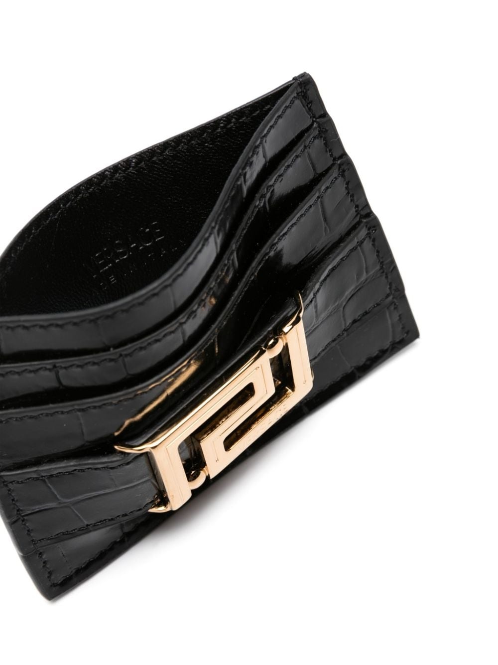 Greca Goddess crocodile-embossed cardholder - 3